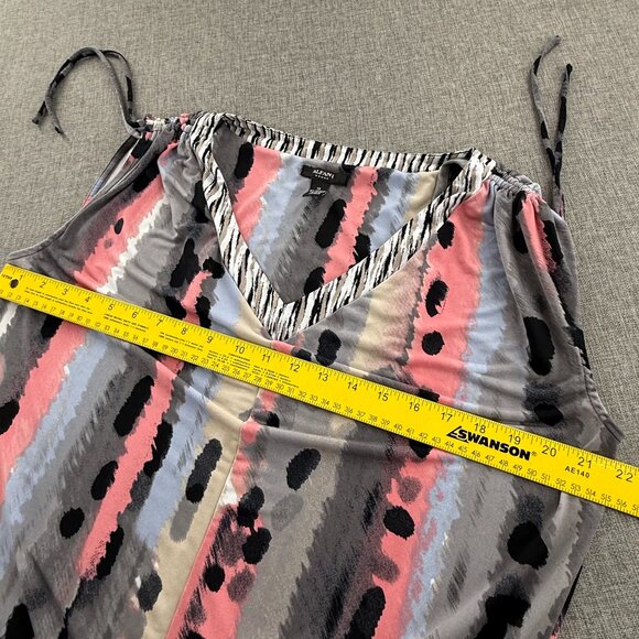 ALFANI Tunic Top Plus 1X V-Neck Relaxed Fit Multicolor Artsy Stripes - Picture 8 of 11